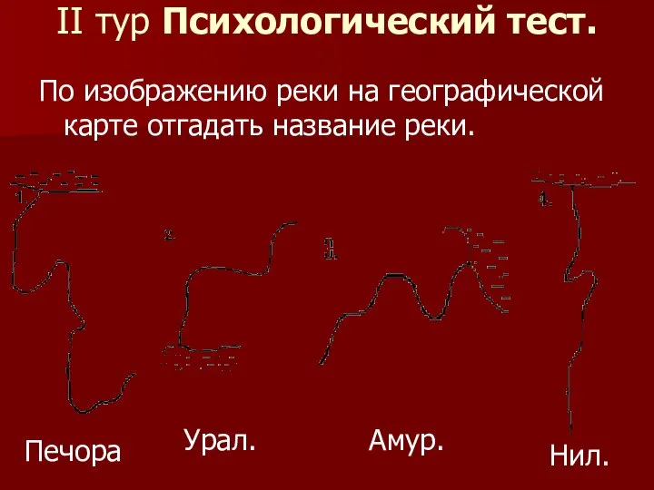 II тур Психологический тест. По изображению реки на географической карте отгадать