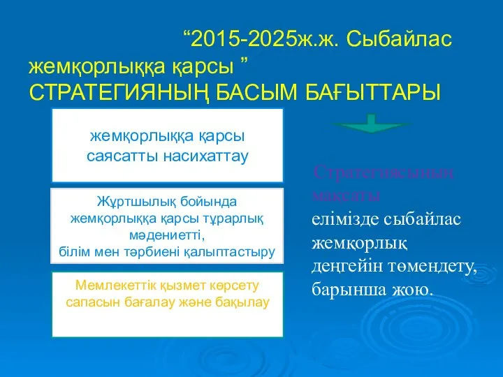 “2015-2025ж.ж. Сыбайлас жемқорлыққа қарсы ” СТРАТЕГИЯНЫҢ БАСЫМ БАҒЫТТАРЫ жемқорлыққа қарсы саясатты