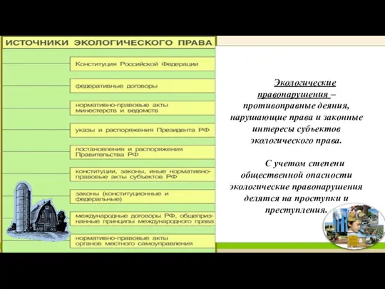 Ответственность за экологические правонарушения Экологические правонарушения – противоправные деяния, нарушающие права