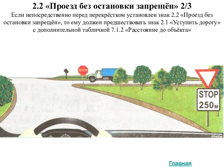 2.2 «Проезд без остановки запрещён» 2/3 Если непосредственно перед перекрёстком установлен