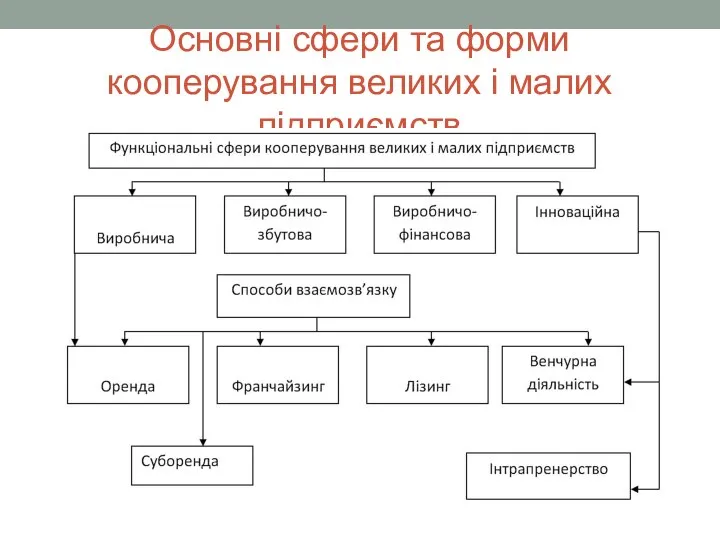 Основні сфери та форми кооперування великих і малих підприємств