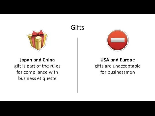 Gifts Japan and China gift is part of the rules for