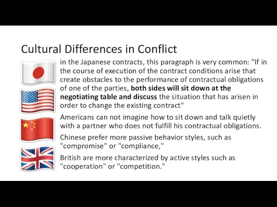 Cultural Differences in Conflict in the Japanese contracts, this paragraph is