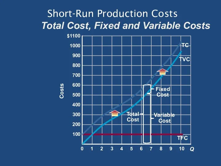 Short-Run Production Costs Total Cost, Fixed and Variable Costs TFC TC