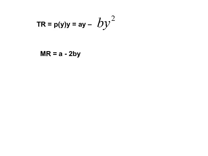 TR = p(y)y = ay – MR = a - 2by