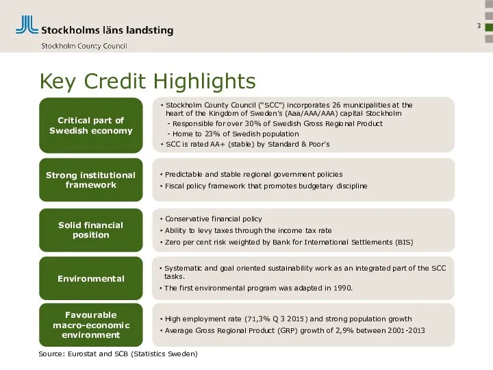 Key Credit Highlights Critical part of Swedish economy Strong institutional framework