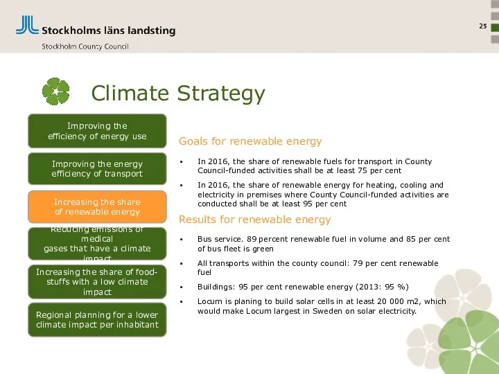 Climate Strategy Goals for renewable energy In 2016, the share of