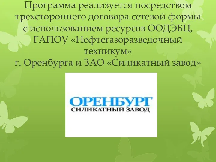 Программа реализуется посредством трехстороннего договора сетевой формы с использованием ресурсов ООДЭБЦ,