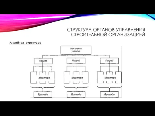 СТРУКТУРА ОРГАНОВ УПРАВЛЕНИЯ СТРОИТЕЛЬНОЙ ОРГАНИЗАЦИЕЙ Линейная структура