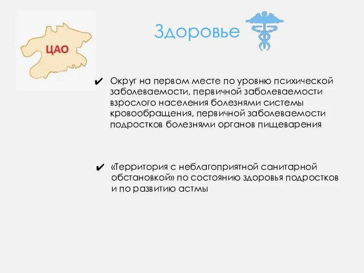 Здоровье Округ на первом месте по уровню психической заболеваемости, первичной заболеваемости