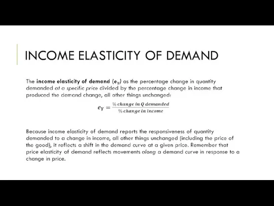 INCOME ELASTICITY OF DEMAND