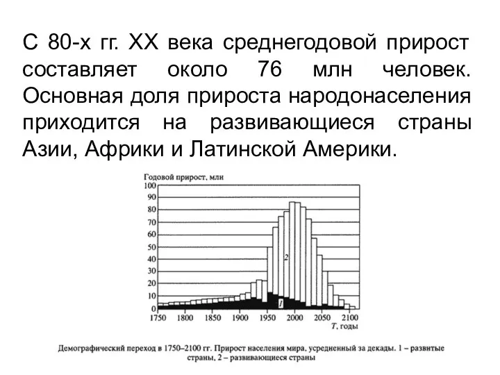 С 80-х гг. ХХ века среднегодовой прирост составляет около 76 млн