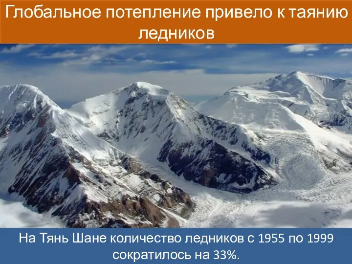 На Тянь Шане количество ледников с 1955 по 1999 сократилось на