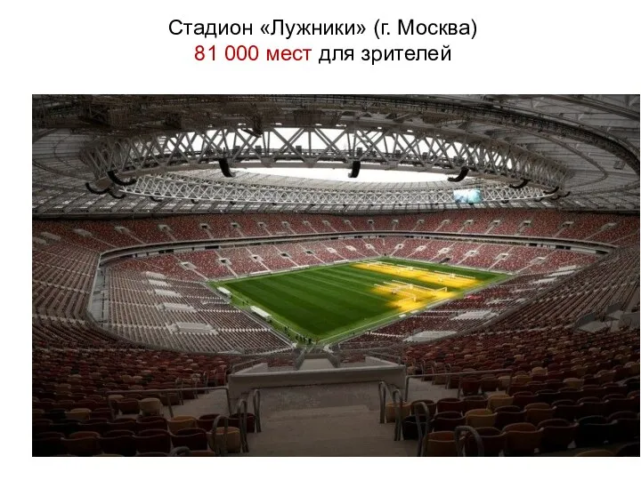 Стадион «Лужники» (г. Москва) 81 000 мест для зрителей