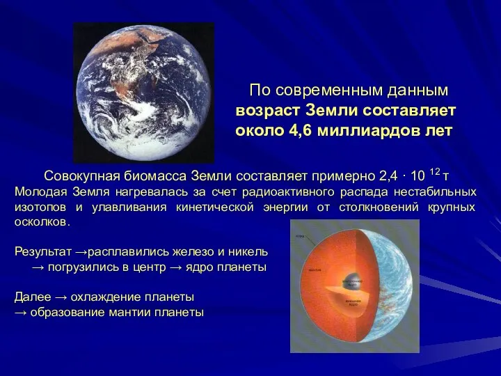 По современным данным возраст Земли составляет около 4,6 миллиардов лет Совокупная