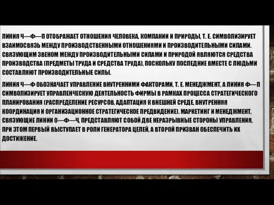 ЛИНИЯ Ч—Ф—П ОТОБРАЖАЕТ ОТНОШЕНИЯ ЧЕЛОВЕКА, КОМПАНИИ И ПРИРО­ДЫ, Т. Е. СИМВОЛИЗИРУЕТ