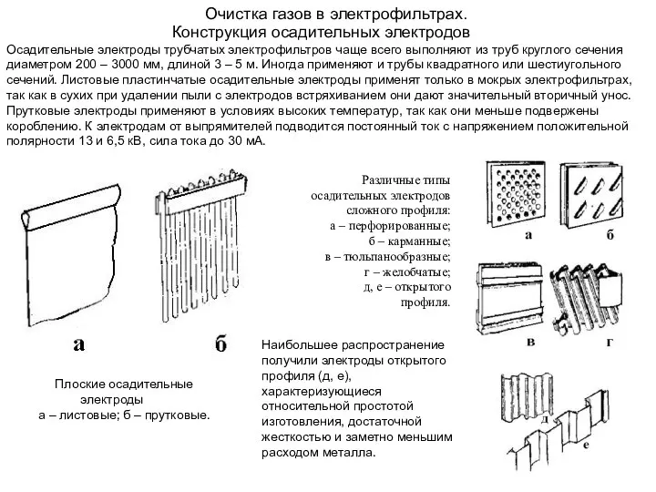 Очистка газов в электрофильтрах. Конструкция осадительных электродов Осадительные электроды трубчатых электрофильтров