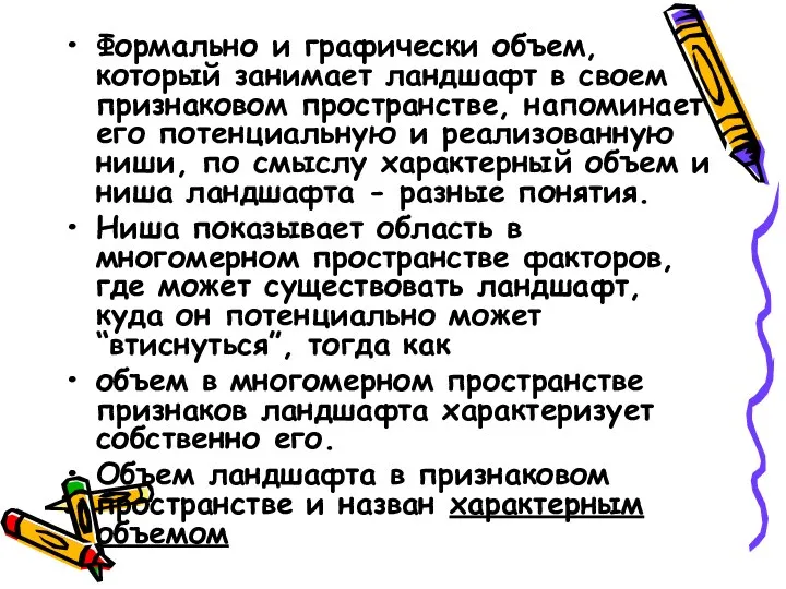 Формально и графически объем, который занимает ландшафт в своем признаковом пространстве,