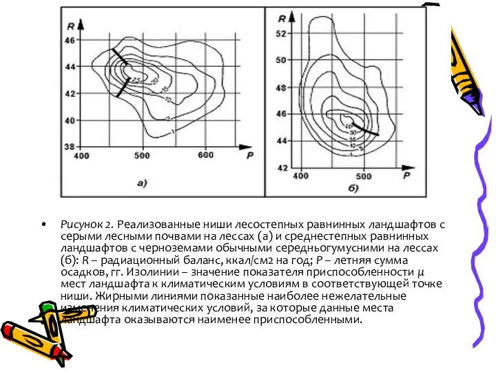 Рисунок 2. Реализованные ниши лесостепных равнинных ландшафтов с серыми лесными почвами