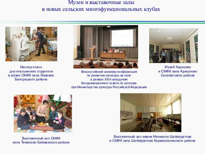 Музеи и выставочные залы в новых сельских многофункциональных клубах Всероссийский семинар-конференция
