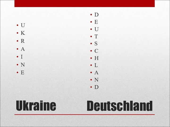 Ukraine U K R A I N E Deutschland D E