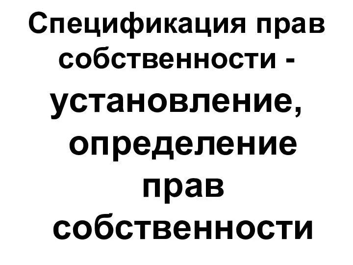 Спецификация прав собственности - установление, определение прав собственности