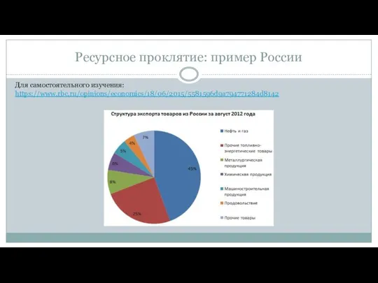 Ресурсное проклятие: пример России Для самостоятельного изучения: https://www.rbc.ru/opinions/economics/18/06/2015/5581596d9a794771284d8142