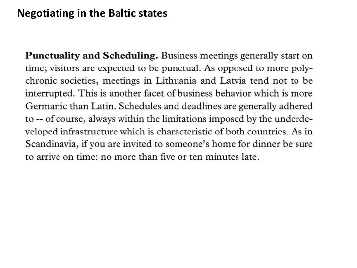 Negotiating in the Baltic states