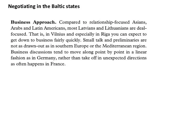 Negotiating in the Baltic states