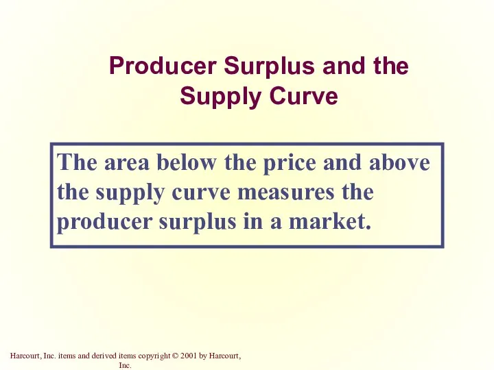 The area below the price and above the supply curve measures