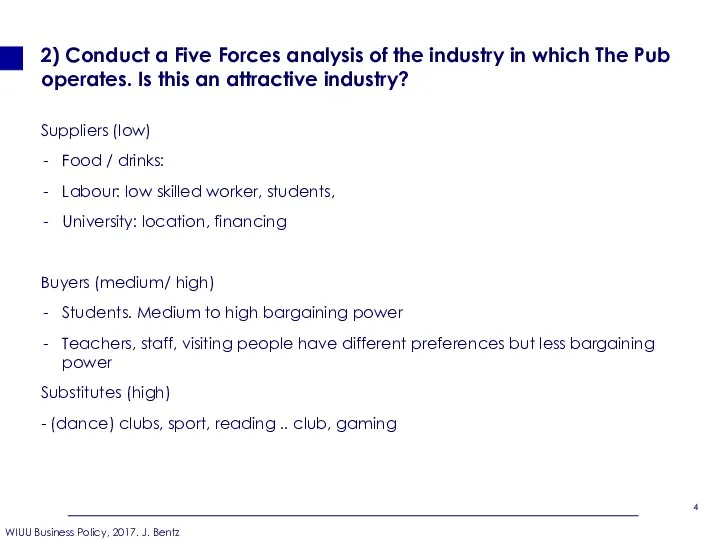 2) Conduct a Five Forces analysis of the industry in which