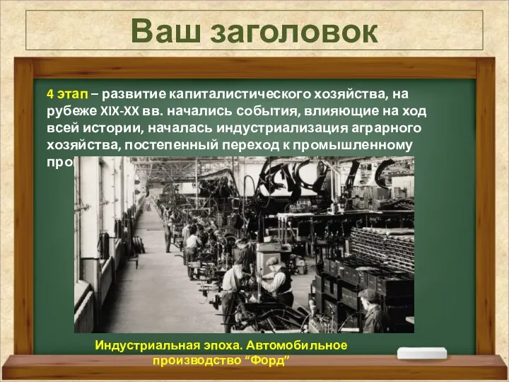 Ваш заголовок 4 этап – развитие капиталистического хозяйства, на рубеже XIX-XX