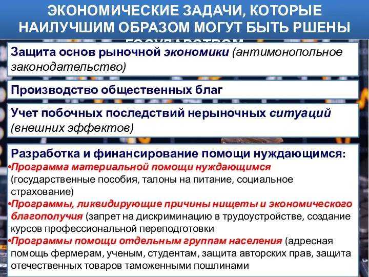 ЭКОНОМИЧЕСКИЕ ЗАДАЧИ, КОТОРЫЕ НАИЛУЧШИМ ОБРАЗОМ МОГУТ БЫТЬ РШЕНЫ ГОСУДАРСТВОМ Защита основ