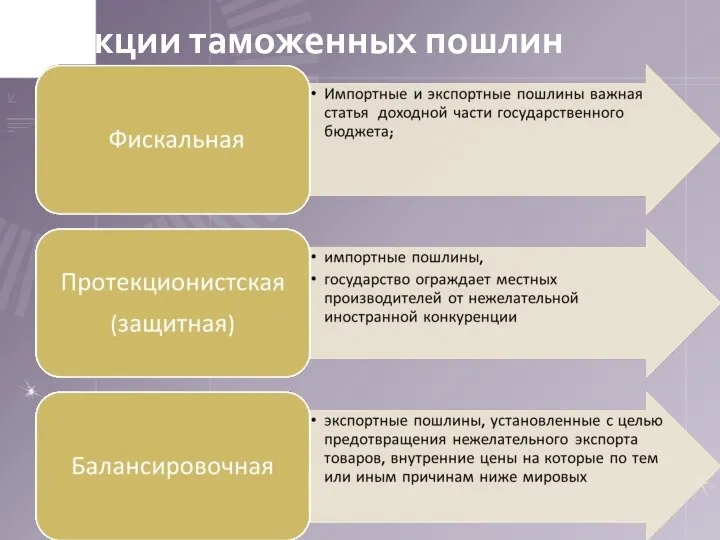 Функции таможенных пошлин