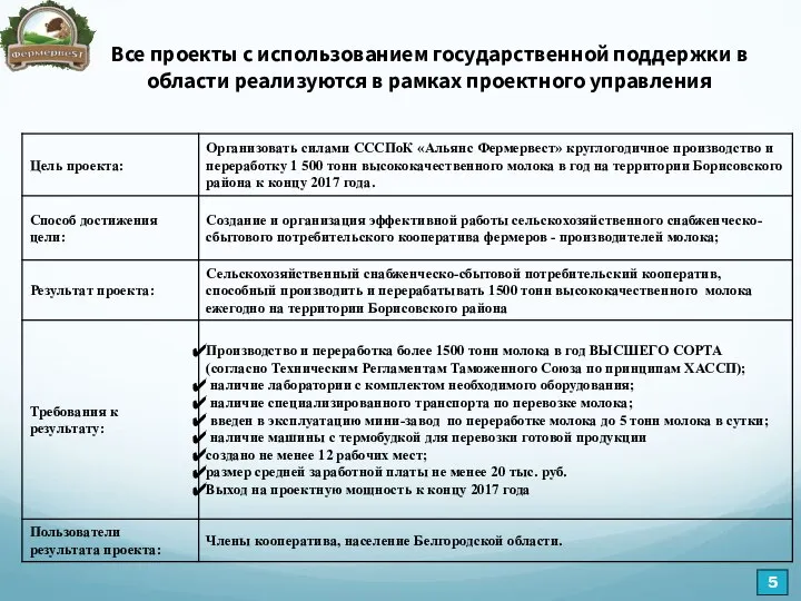 Все проекты с использованием государственной поддержки в области реализуются в рамках проектного управления