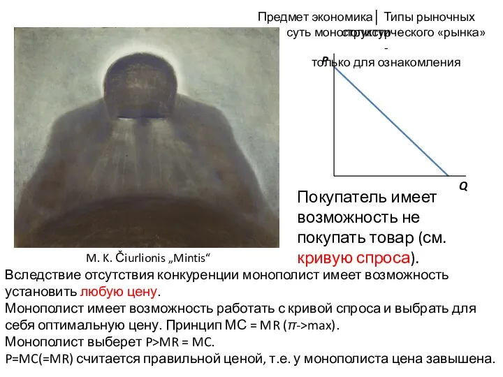 суть монополистического «рынка» - только для ознакомления M. K. Čiurlionis „Mintis“
