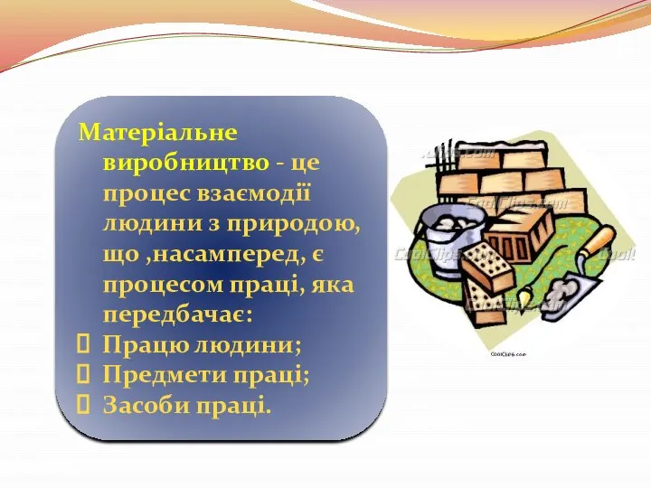 Матеріальне виробництво - це процес взаємодії людини з природою, що ,насамперед,