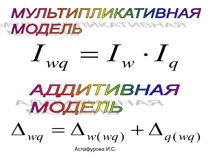 Астафурова И.С. МУЛЬТИПЛИКАТИВНАЯ МОДЕЛЬ АДДИТИВНАЯ МОДЕЛЬ