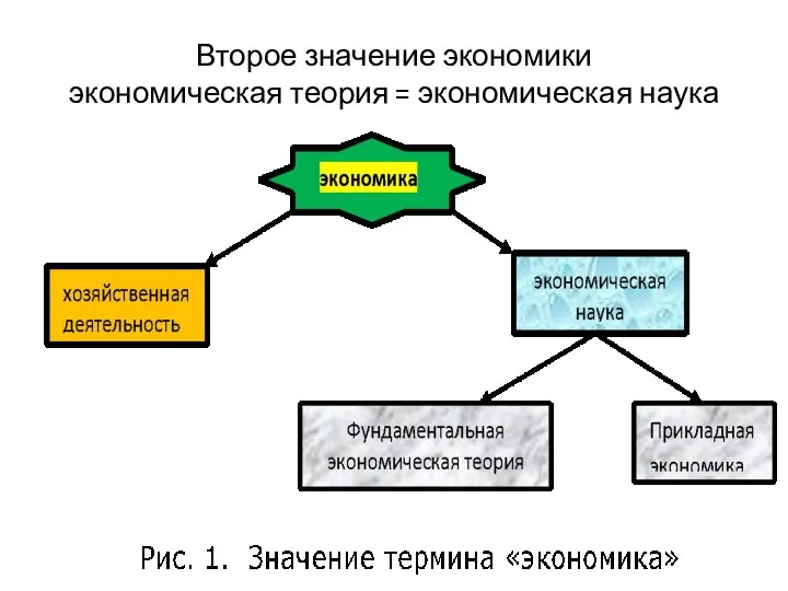 Второе значение экономики экономическая теория = экономическая наука