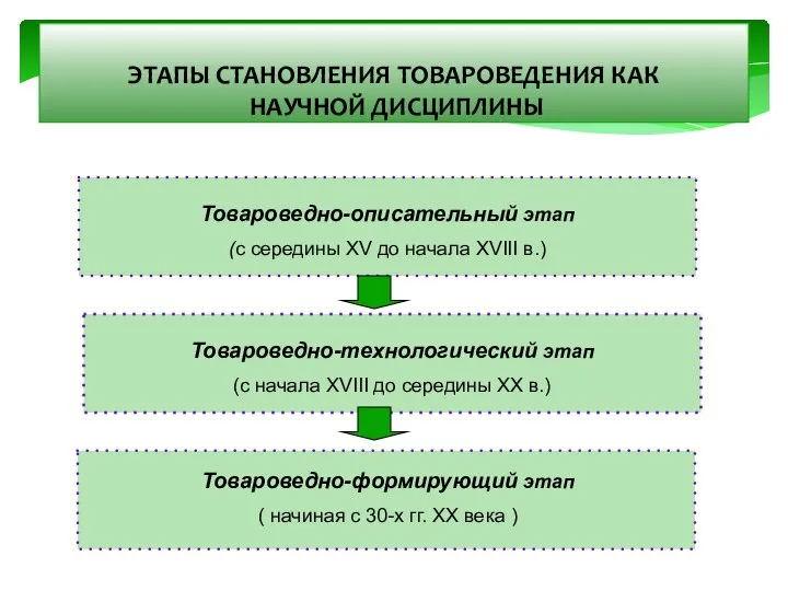 ЭТАПЫ СТАНОВЛЕНИЯ ТОВАРОВЕДЕНИЯ КАК НАУЧНОЙ ДИСЦИПЛИНЫ