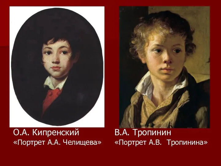 О.А. Кипренский «Портрет А.А. Челищева» В.А. Тропинин «Портрет А.В. Тропинина»