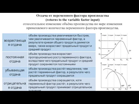 Отдача от переменного фактора производства (returns to the variable factor input)