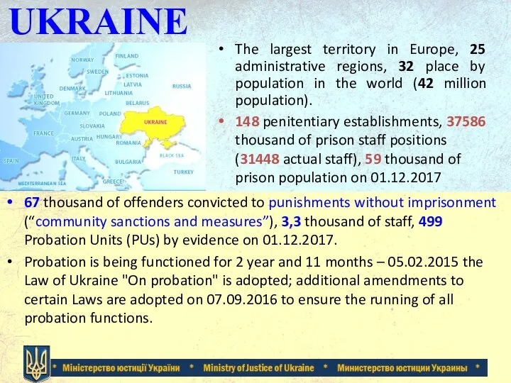 UKRAINE The largest territory in Europe, 25 administrative regions, 32 place