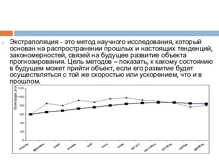 Экстраполяция - это метод научного исследования, который основан на распространении прошлых