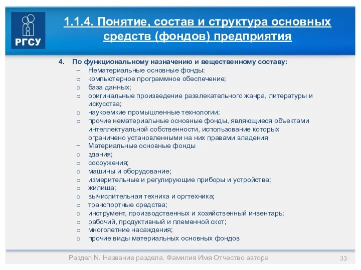 Раздел N. Название раздела. Фамилия Имя Отчество автора 1.1.4. Понятие, состав