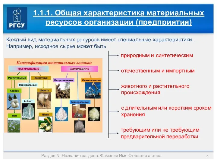 Раздел N. Название раздела. Фамилия Имя Отчество автора 1.1.1. Общая характеристика