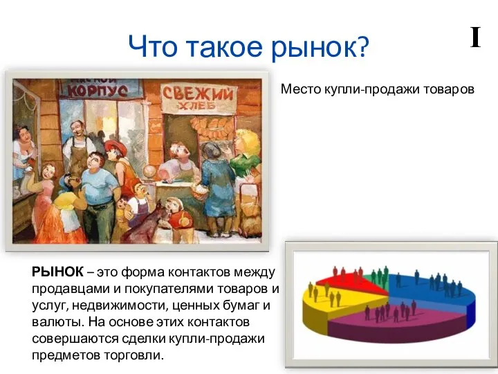 Что такое рынок? Место купли-продажи товаров РЫНОК – это форма контактов