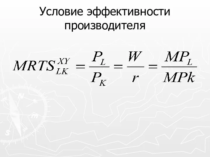 Условие эффективности производителя