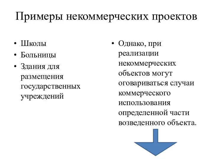 Примеры некоммерческих проектов Школы Больницы Здания для размещения государственных учреждений Однако,