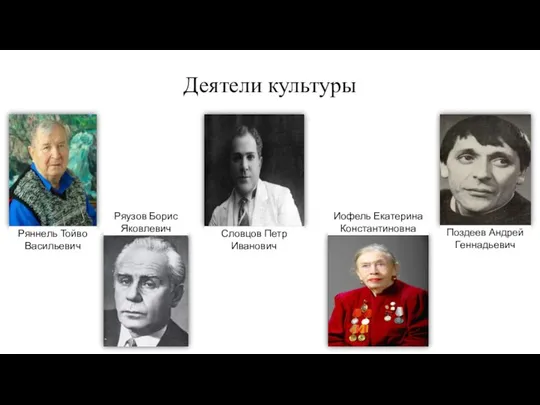 Деятели культуры Ряннель Тойво Васильевич Ряузов Борис Яковлевич Словцов Петр Иванович